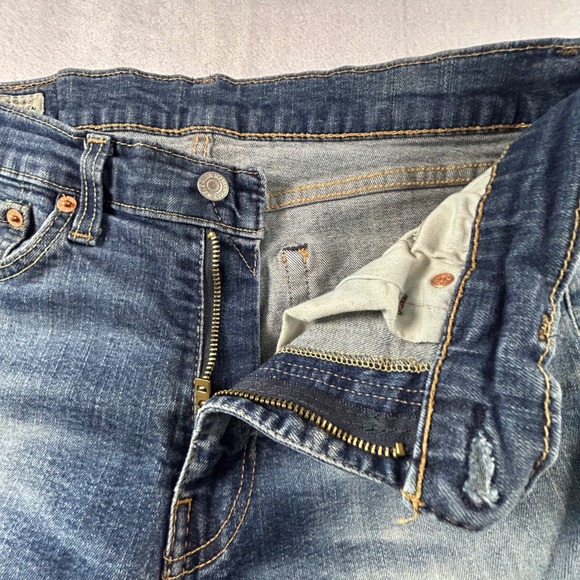 VTG Big E Levi's 510 Skinny Fit Jeans Men's W33 L34 Blue Distressed Denim Faded - Picture 6 of 9